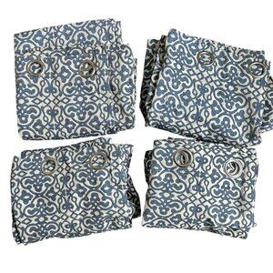 RODEO HOME Blue/Silver Grommet Curtains 54"W x 93"L